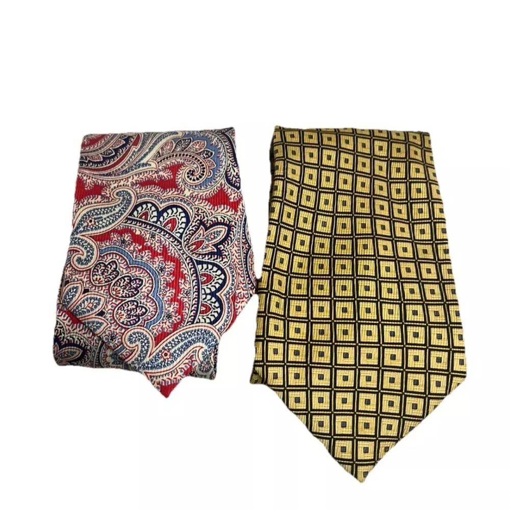 Lot 2 Nautica Mens Silk Neckties Multicolor Geometric Ties GUC
